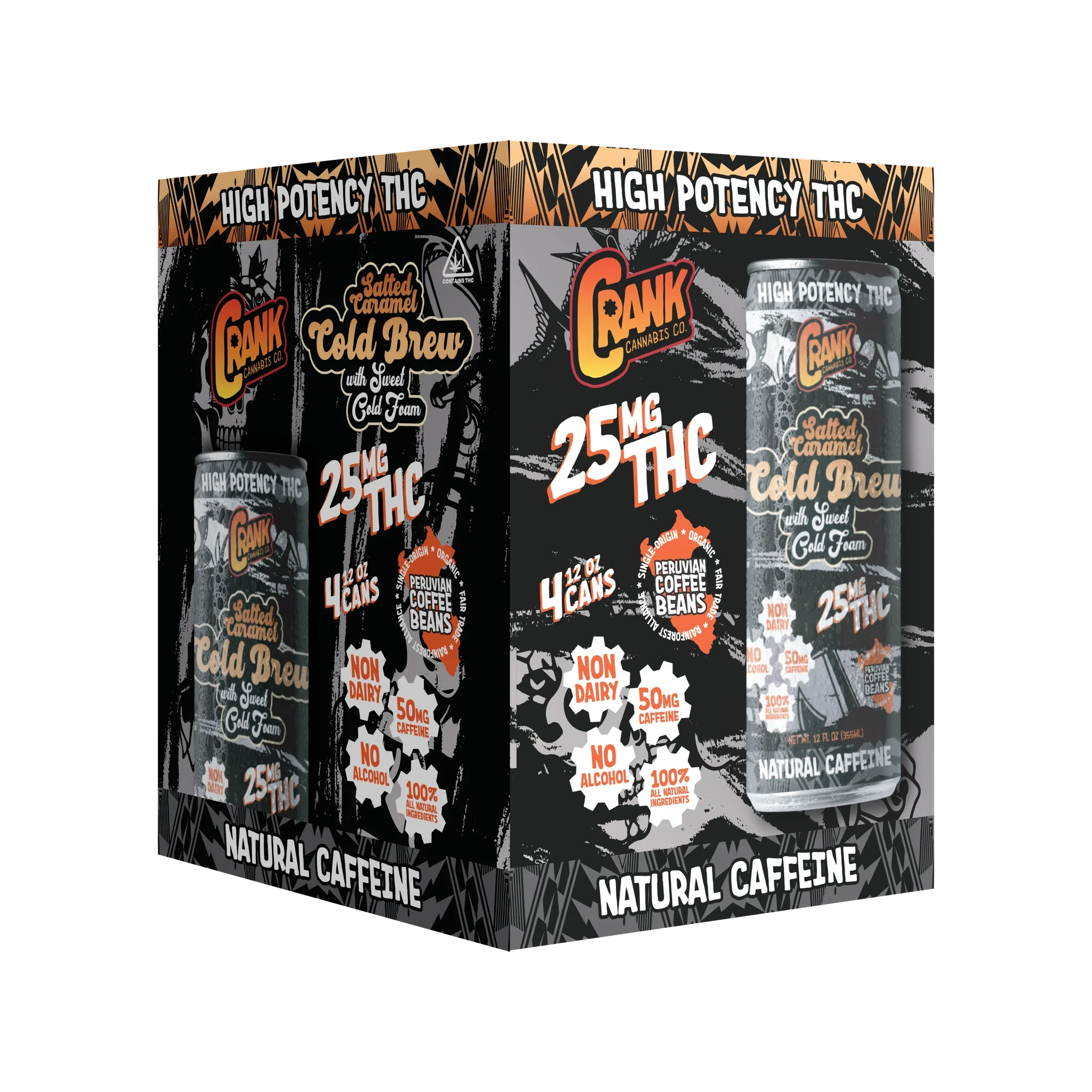 Crank Salted Caramel Cold Brew 25MG THC 4Pk